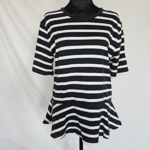 GAP Tops - Size XL GAP Navy and White Striped Peplum Women's Top